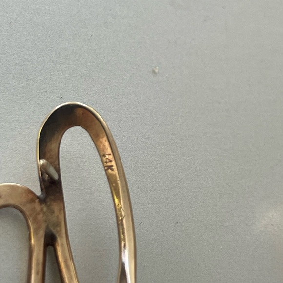 14k Yellow Gold Wishbone Earrings- Vintage - Picture 5 of 10